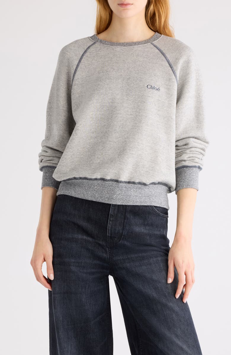 Chloé Logo Embroidered Fleece Sweatshirt, Main, color,