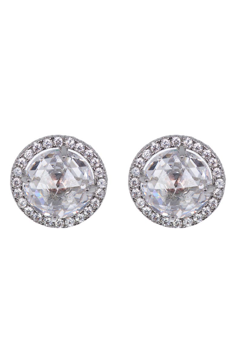 Kate Spade New York bright ideas pavé halo cz stud earrings, Main, color, Clear/ Silver