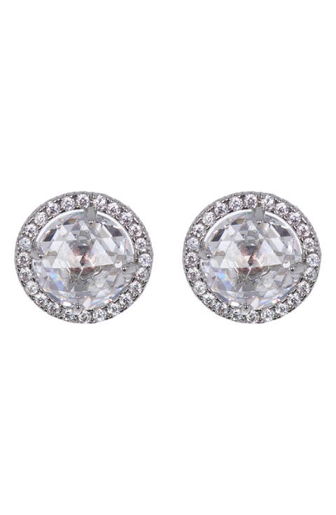 bright ideas pavé halo cz stud earrings
