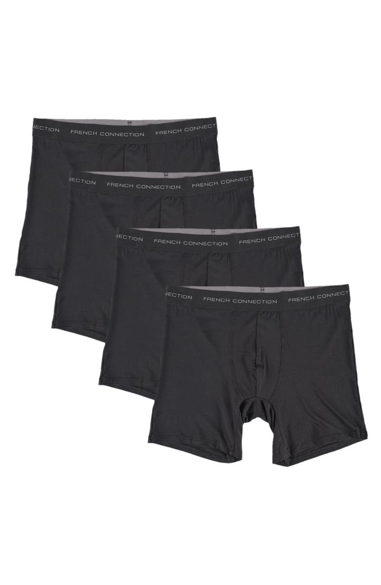French Connection Mens 4-Pack Modal Boxer Brief, Alternate, color, Black