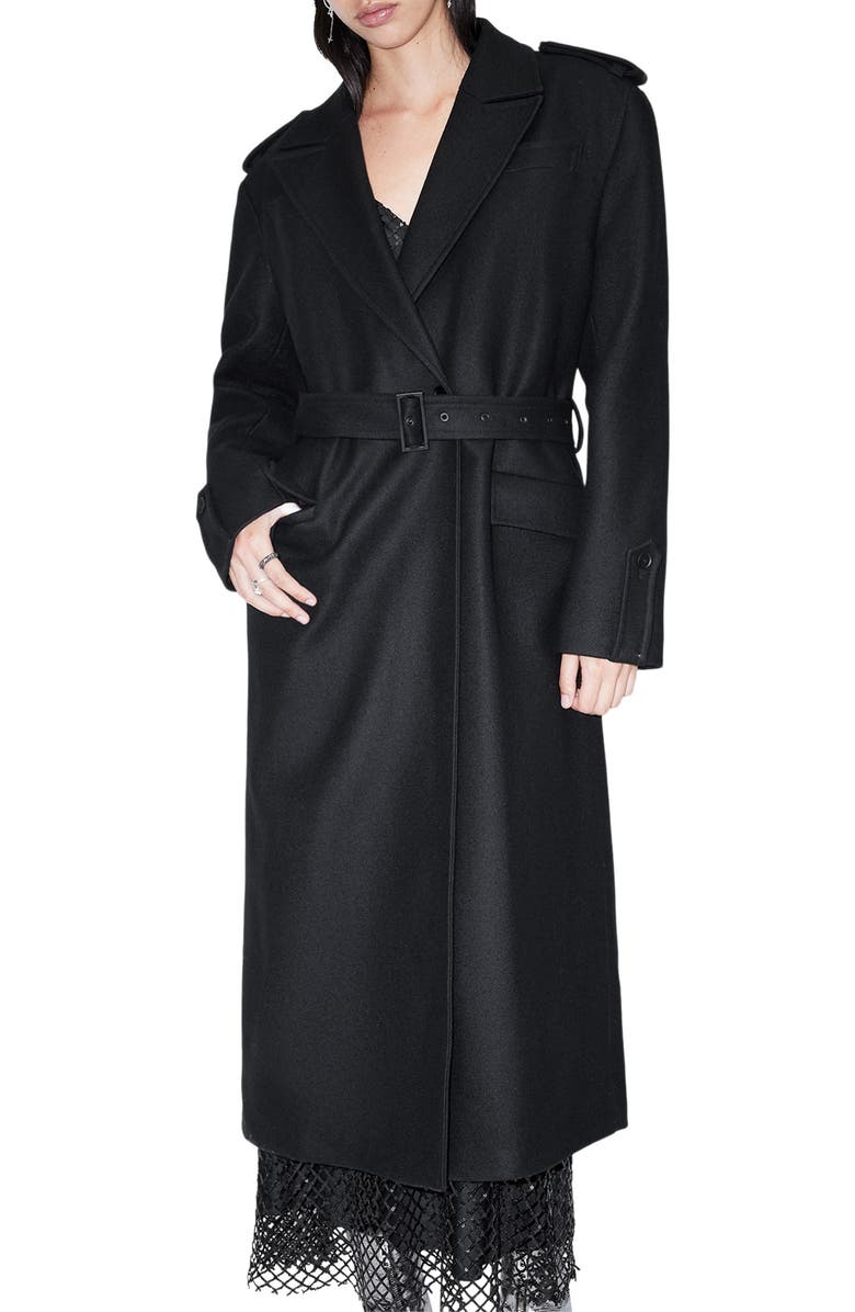 AllSaints Augusta Wool Blend Trench Coat, Alternate, color, 