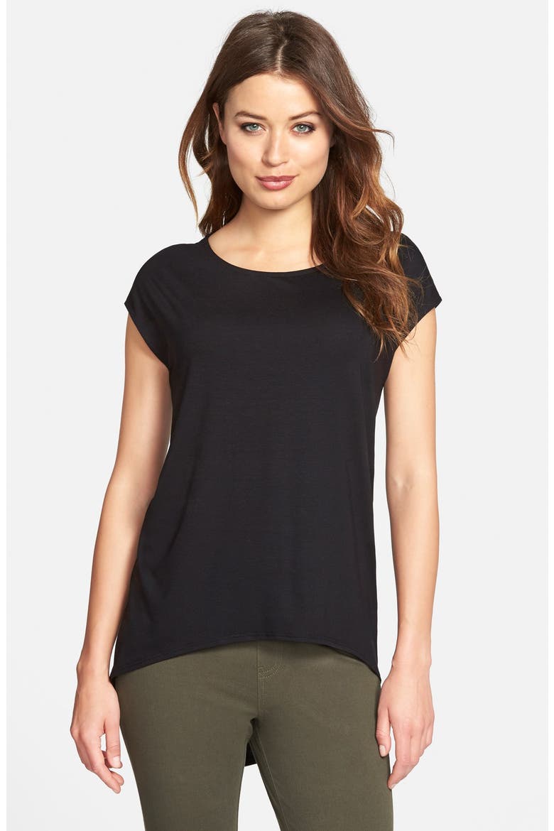 Asymmetrical Hem Top, Main, color, BLACK