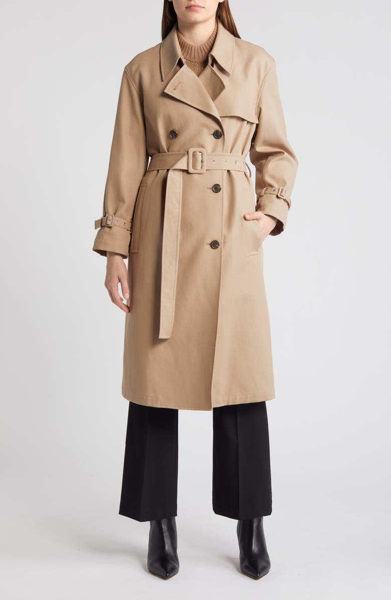 Theory Cotton Twill Trench Coat, Main, color, Khaki