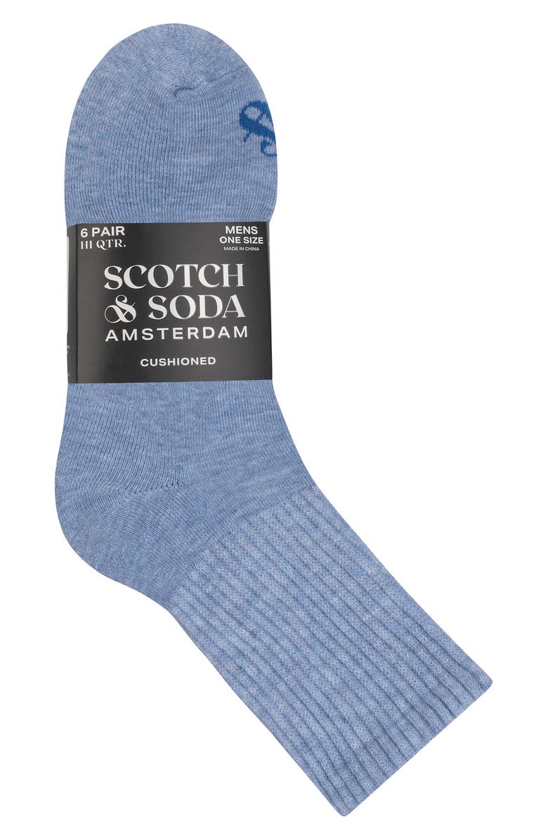 Scotch & Soda 6-Pack Half Terry High Quarter Crew Socks, Alternate, color, Blue