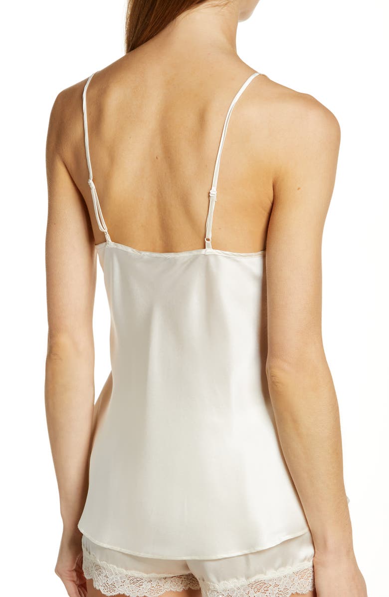 Etam Milky Silk Lace Trim Camisole, Alternate, color, Pearl