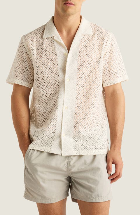 Alex Raschel Open Knit Camp Shirt