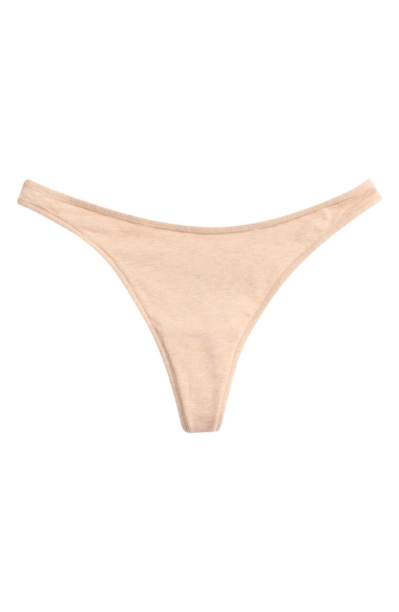 SKIMS Everyday Cotton Thong, Main, color, Clay Heather