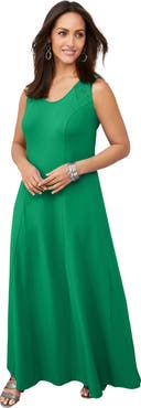 Jessica London Stretch Cotton Crochet-Back Maxi Dress