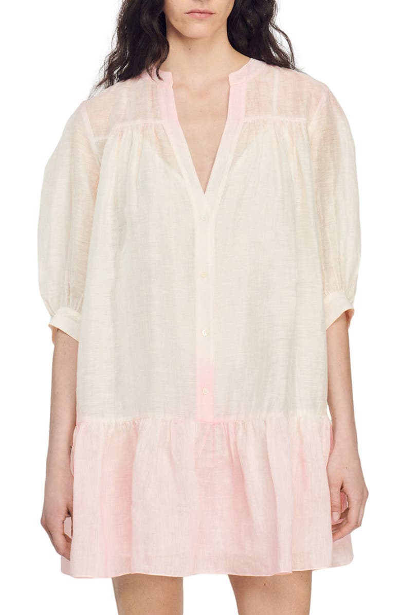 SANDRO Yarely Linen Blend Shift Dress, Alternate, color, Multicolore