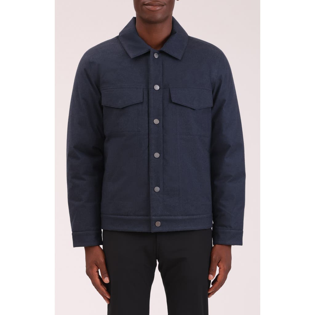 Bagatelle Flannel Snap-up Trucker Jacket In Blue