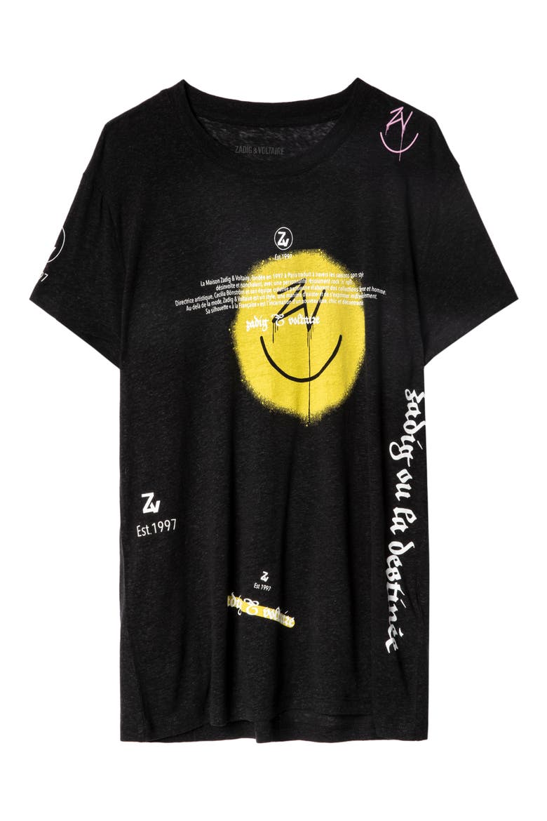Walk Linen Blend Graphic Tee, Alternate, color, NOIR