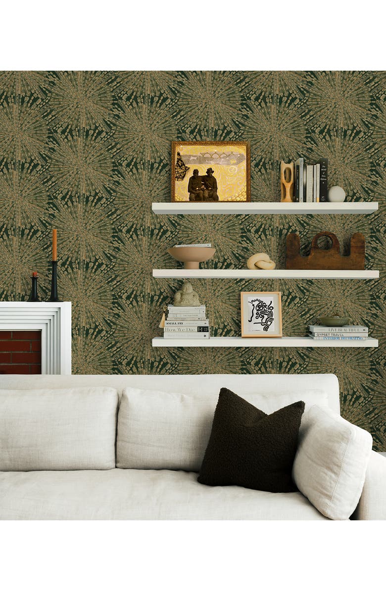 Wallpops Emerald Green Sunburst Peel & Stick Wallpaper, Alternate, color,
