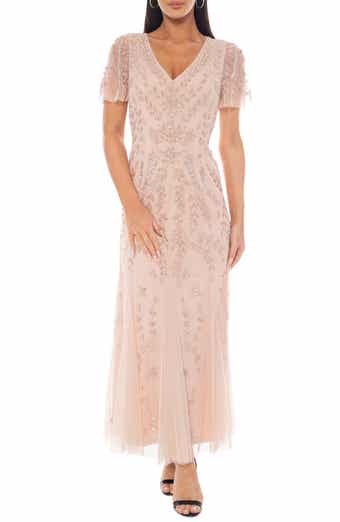 Oleg Cassini Beaded Mesh Dress