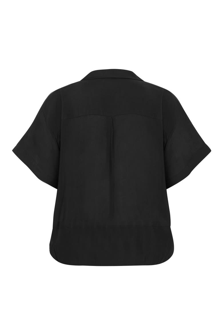 Kalea Tie Front Button-Up Shirt, Alternate, color, BLACK