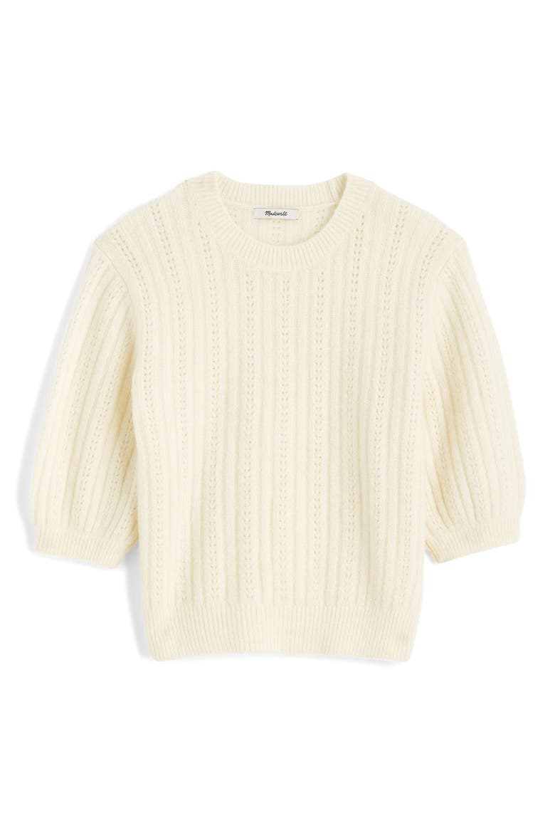 CloudSoft Short Sleeve Sweater, Alternate, color, ANTIQUE CREAM