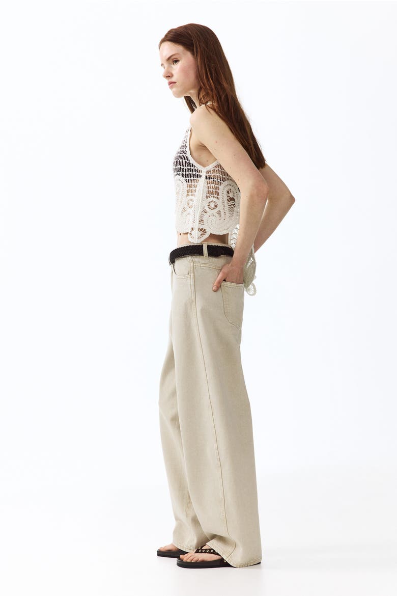 Baggy High Waist Jeans, Alternate, color, Light beige