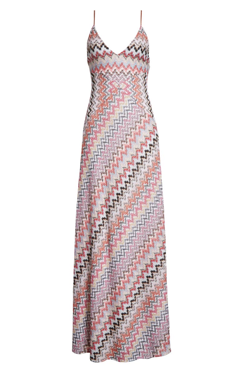 Missoni Chevron Metallic Knit Maxi Dress, Alternate, color, 
