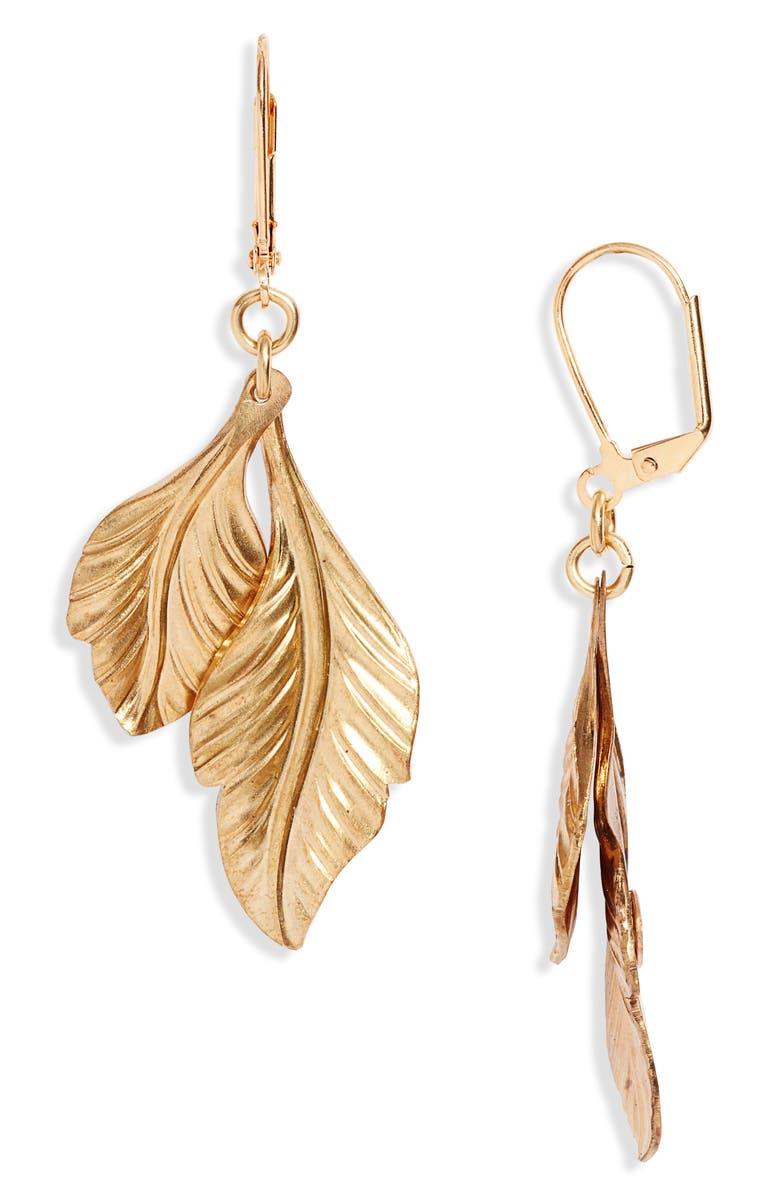 We Dream in Colour Jardiniere Plume Feather Drop Earrings, Main, color,
