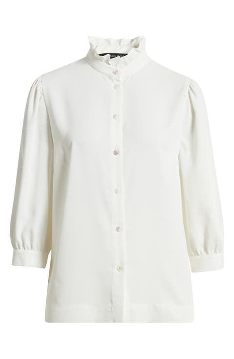 Ruffle Collar Button-Up Shirt
