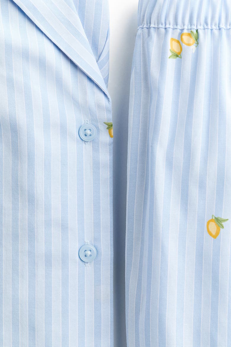 Pyjama Shirt And Shorts, Alternate, color, Light blue/lemons