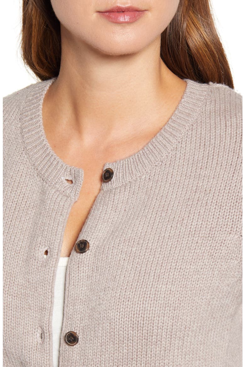 Crop Wool & Cashmere Cardigan, Alternate, color, OATMEAL