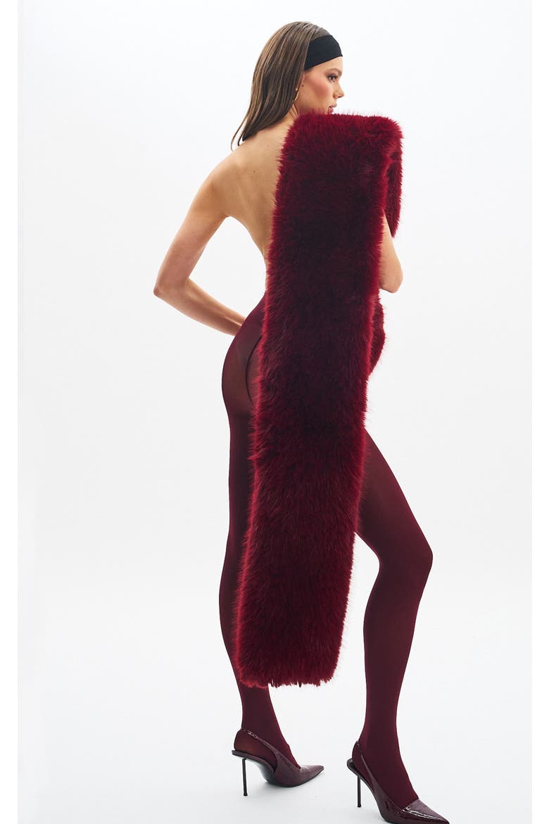 Jazmin Multi-wear Faux Fur Scarf, Main, color, Burgundy