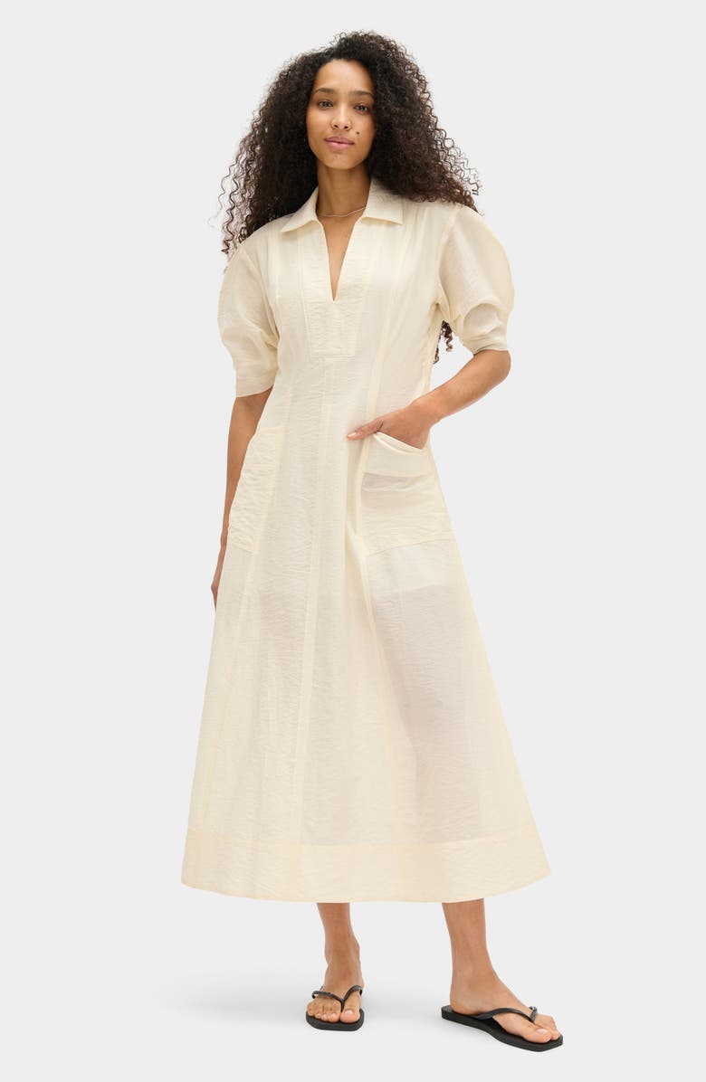 ALIGNE Tracy Cotton Blend Dress, Alternate, color, White
