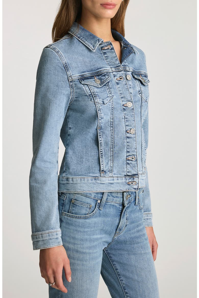 Samantha Crop Denim Trucker Jacket, Alternate, color, LIGHT BRUSHED FLEX BLUE