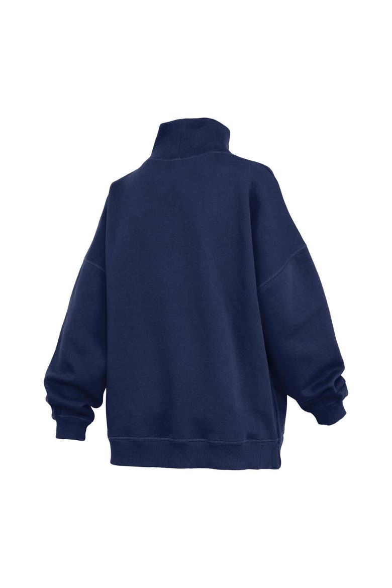 Women's Pressbox  Navy Michigan Wolverines Oversized Mock Neck Sweatshirt, Alternate, color, Navy