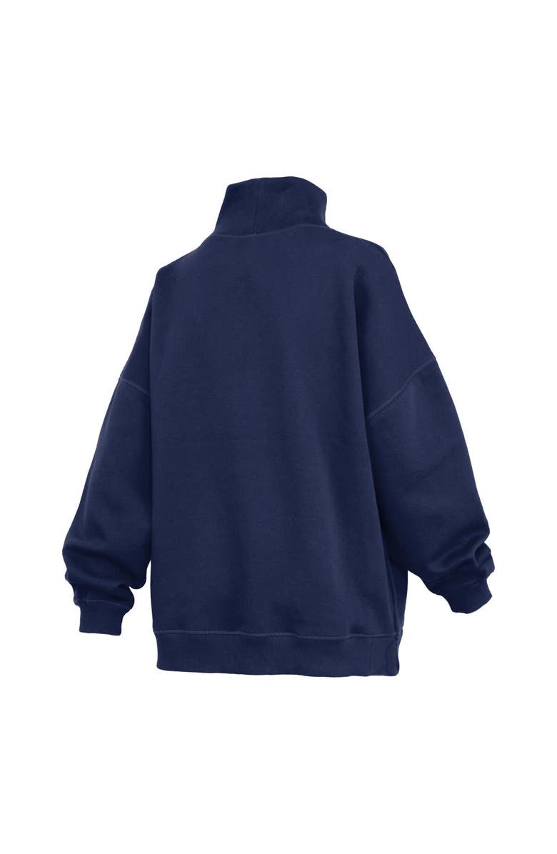 PRESSBOX Women's Pressbox Navy Michigan Wolverines Oversized Mock Neck Sweatshirt, Alternate, color, Navy