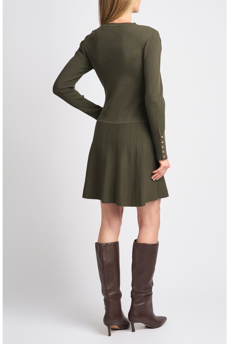 Karla Button Cuff Minidress, Alternate, color, MIDNIGHT OLIVE
