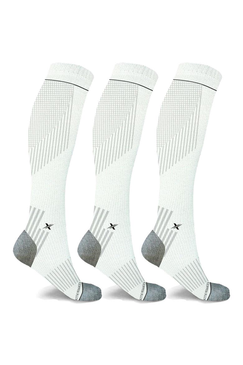 Pack of 3 Copper Compression Socks, Main, color, WHITE