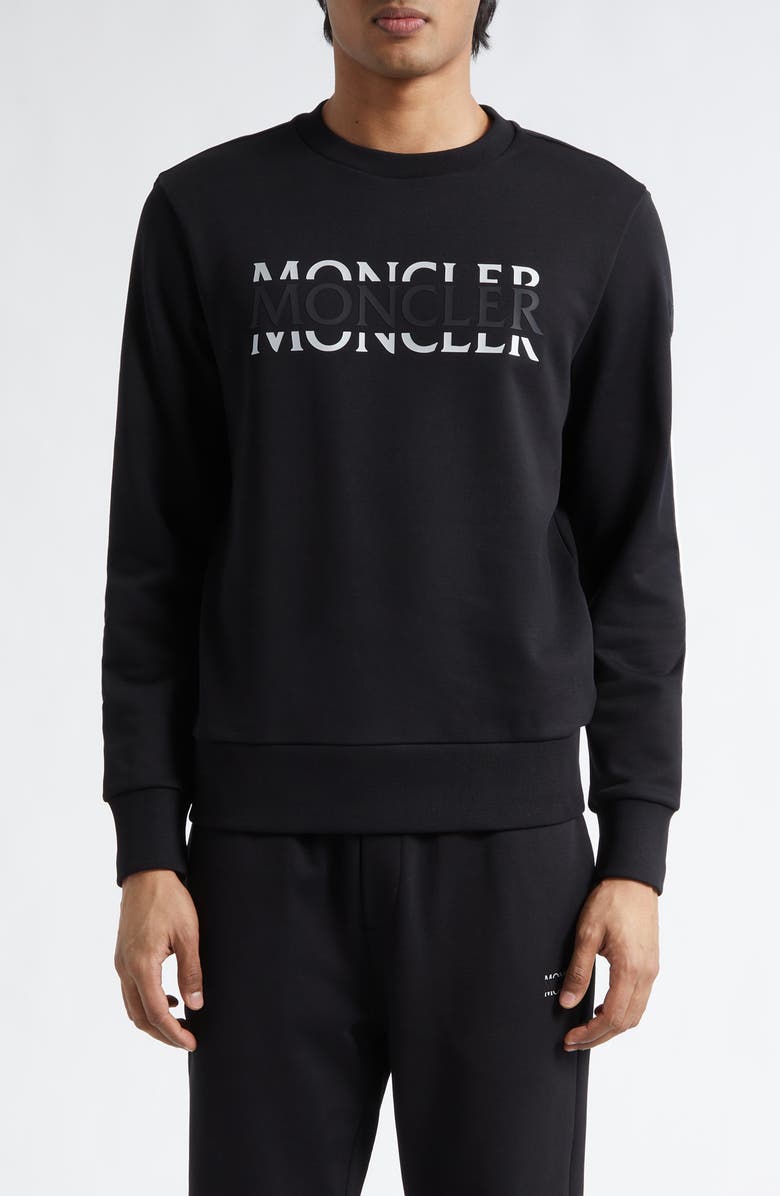 Moncler Logo Embroidered Sweatshirt, Main, color, Black