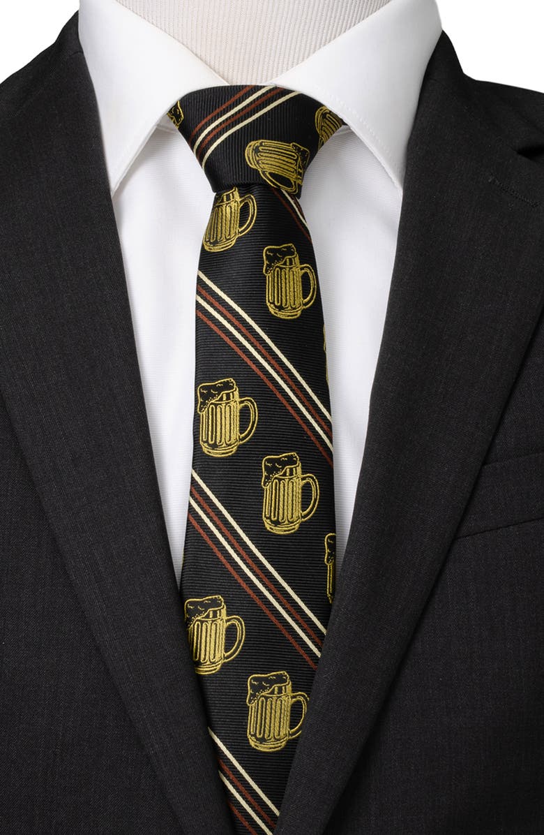 Cufflinks, Inc. Beeraficionado Stripe Silk Blend Tie, Alternate, color, Brown