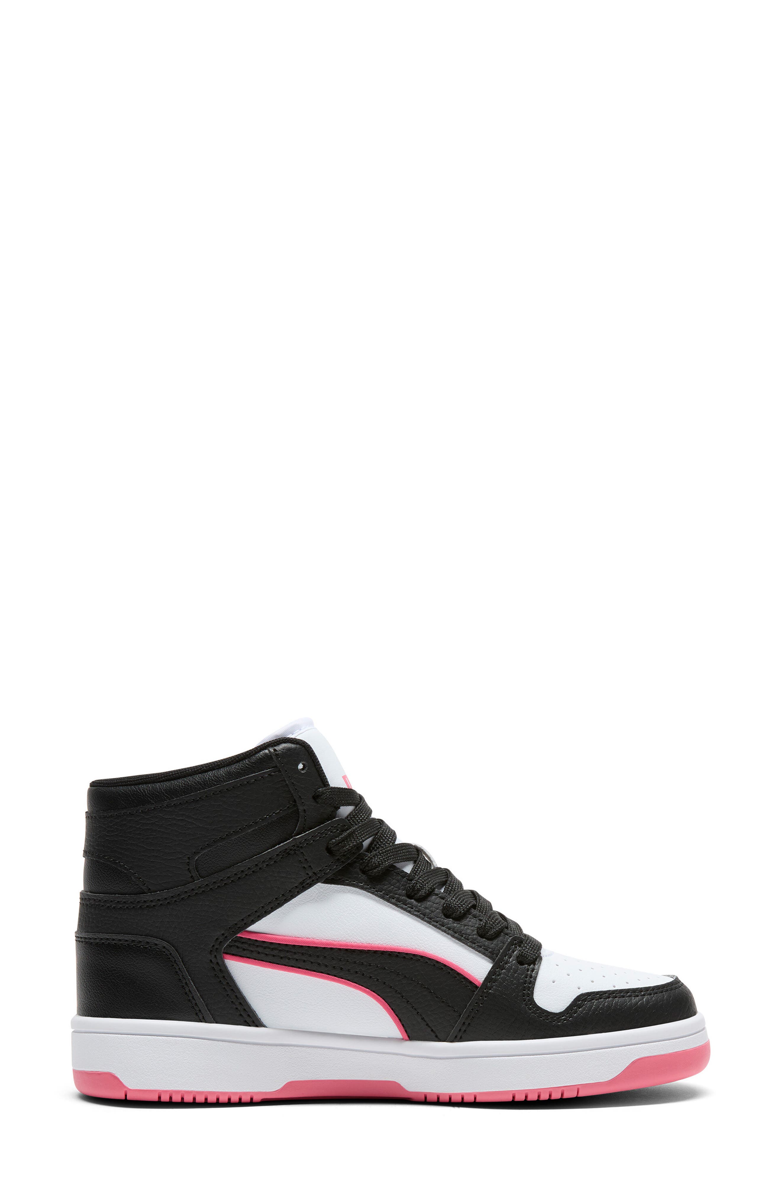PUMA Rebound Layup High Top Sneaker, Alternate, color, Puma White- Black- Rose