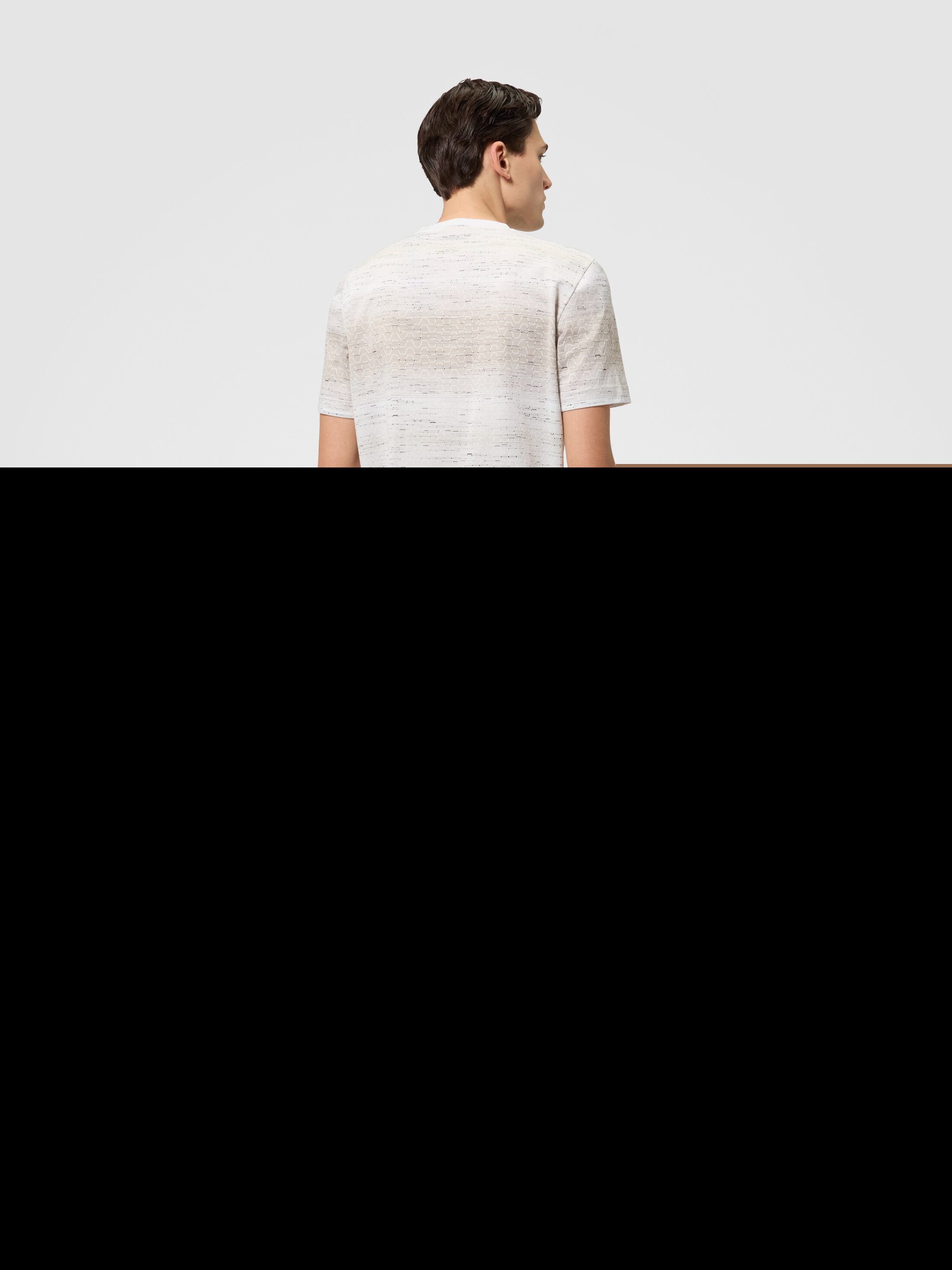 Crew-neck Cotton T-shirt With Jacquard Greek Motif, Alternate, color, Beige& White