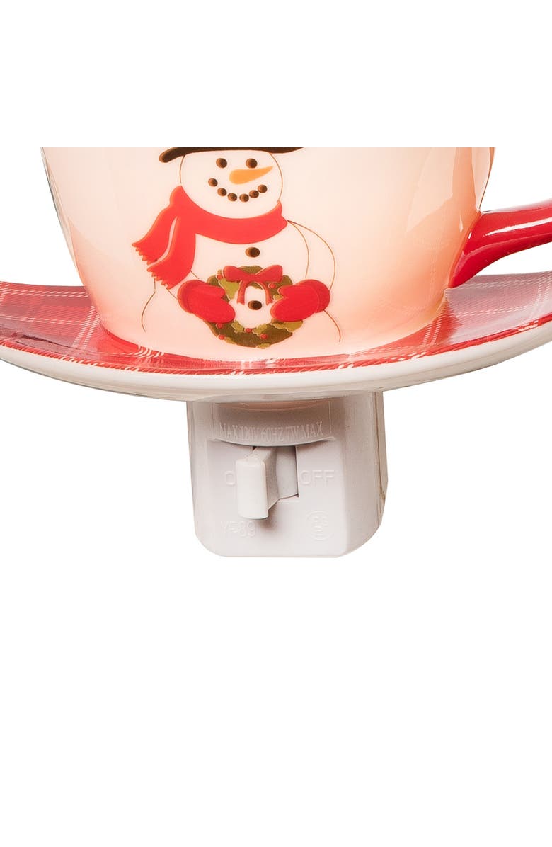 C&F Home Christmas Snowman Plug-In Teacup Night Light w/ Switch, Alternate, color, White