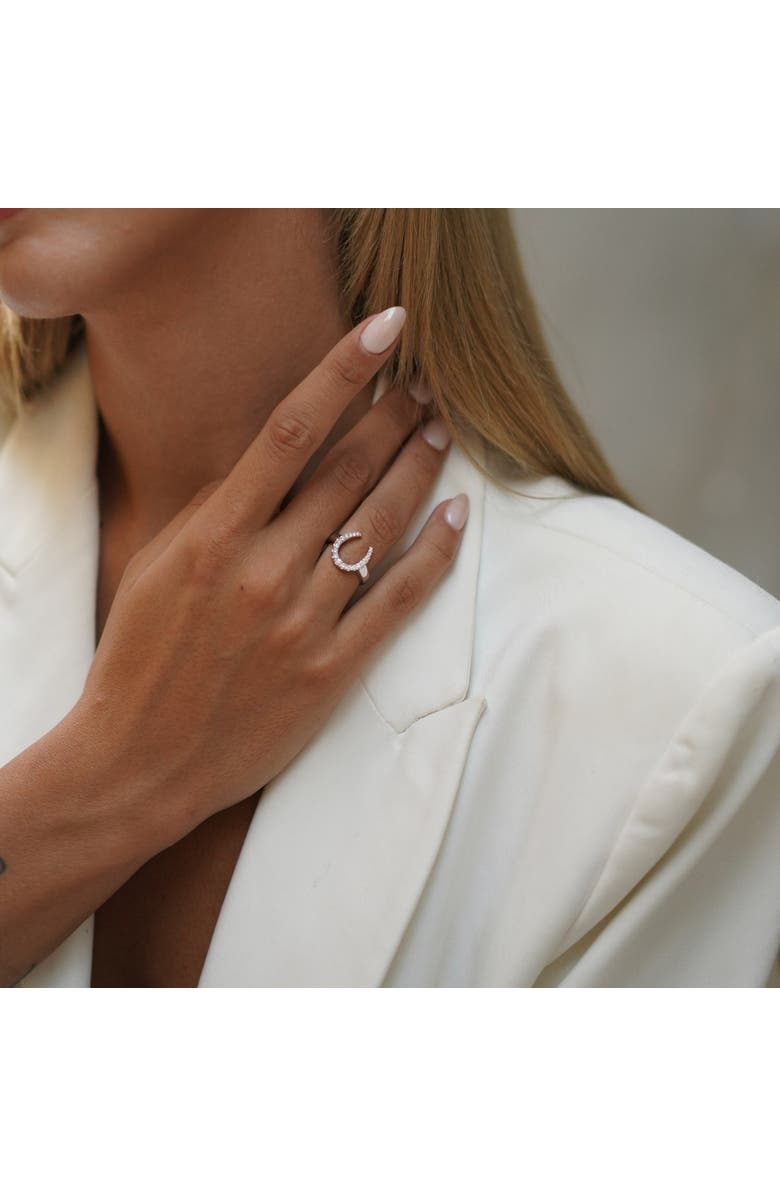 Spero London Sterling Silver Horseshoe Equestrian Ring, Alternate, color, Silver