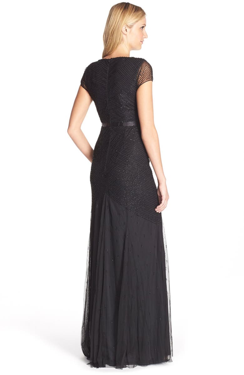 Adrianna Papell Beaded Mesh Gown, Alternate, color, 
