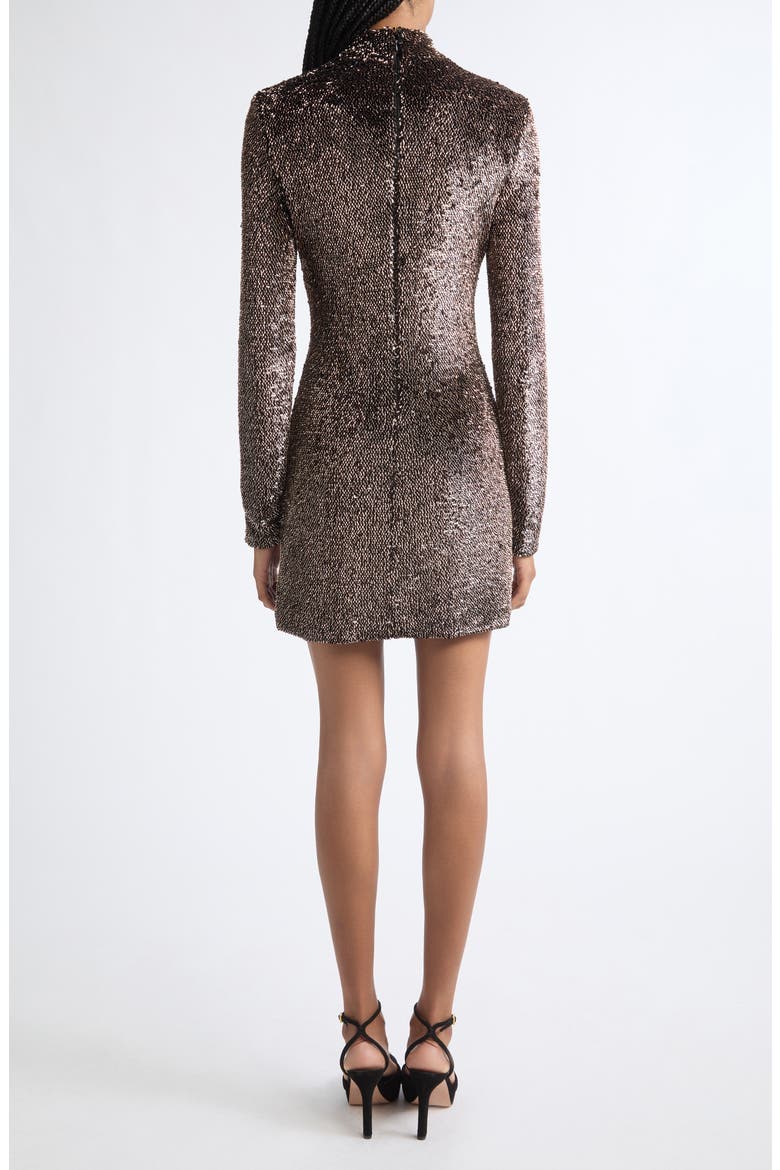 Sylee Sequin Mock Neck Minidress, Alternate, color, COPPER BLACK