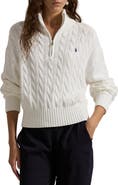 Polo Ralph Lauren Cable Knit Cotton Polo Sweater