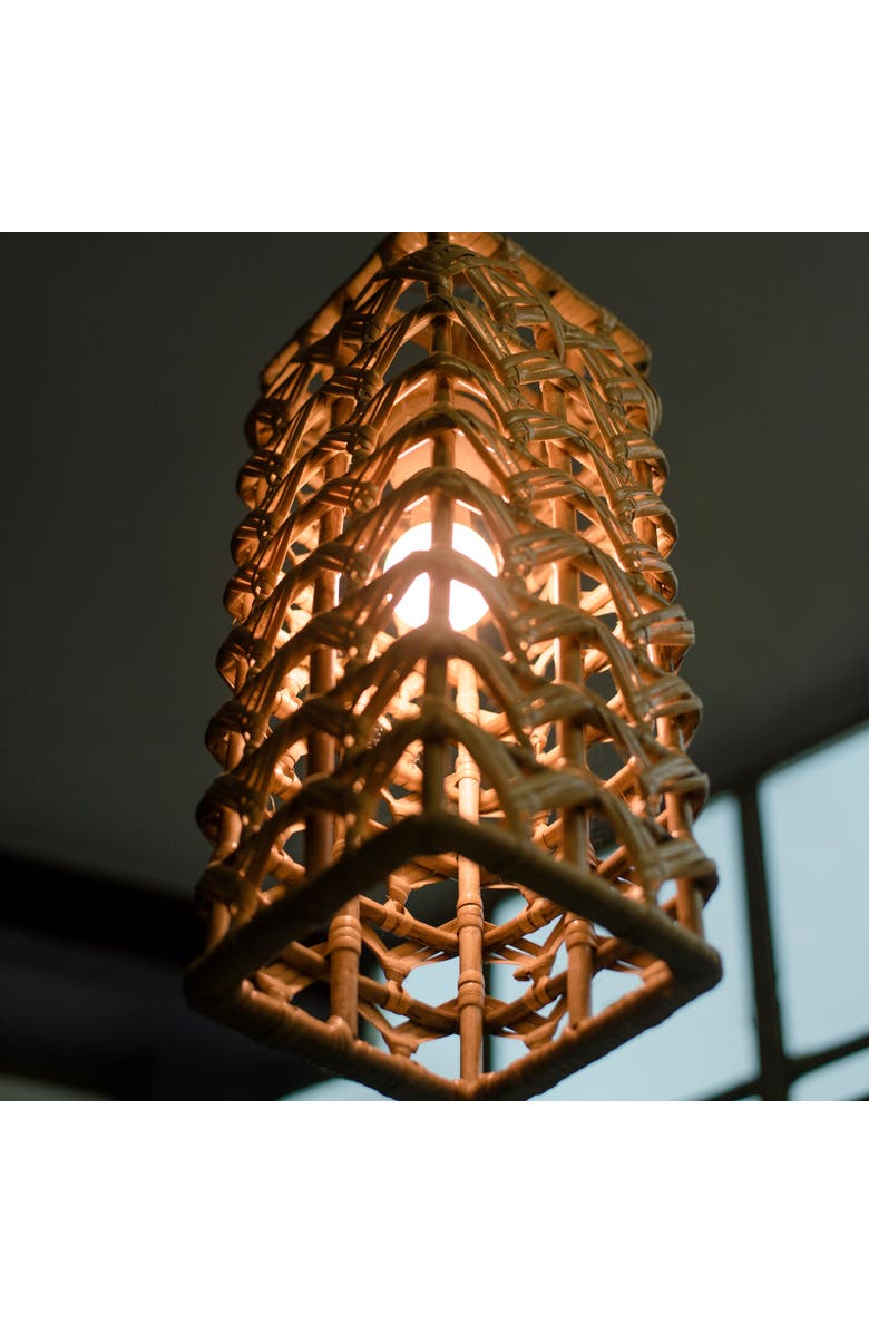 Wicker Village Rectangular Jaali Lamp Shade, Alternate, color, Natural