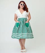 Unique Vintage Plus Size Front Pocket Swing Skirt
