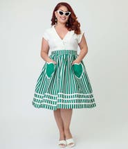 Unique Vintage Plus Size Front Pocket Swing Skirt