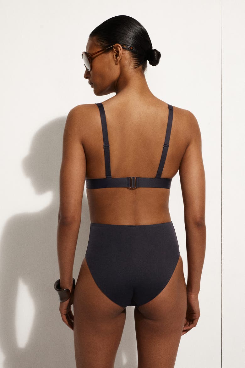 Bonded Scuba Knit V-Neck Bikini Top, Alternate, color, NAVY