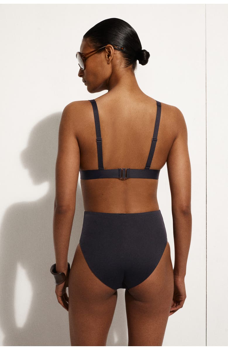 COS Bonded Scuba Knit V-Neck Bikini Top, Alternate, color, Navy