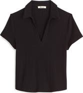 Madewell V-Neck Rib Polo Top