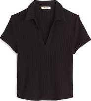 Madewell V-Neck Rib Polo Top