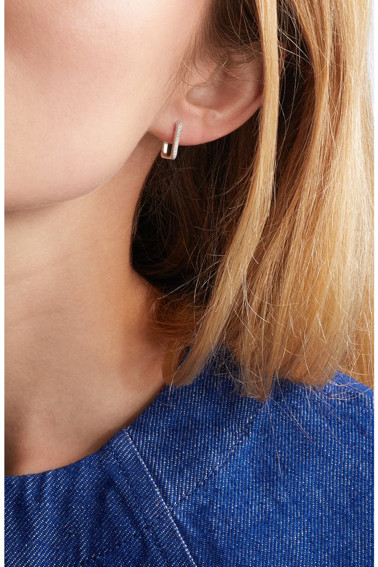 Alta Capture Diamond Huggie Earrings, Alternate, color, SILVER