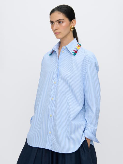 Callas Milano Lyn Tassel Collar Shirt Mc In Blue
